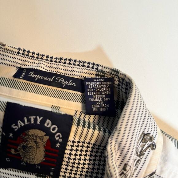 Salty Dog Gant Shirt Large Plaid Golf Cotton Button Down Short Sleeve - Picture 12 of 13